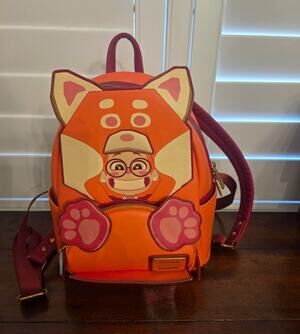 Loungefly Disney Pixar Turning Red Mini Backpack Orange Burgundy Pink Cream